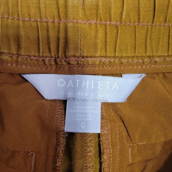 Athleta Cabo Linen Short Toasted Ochre Linen Shorts 0 - Picture 12 of 14